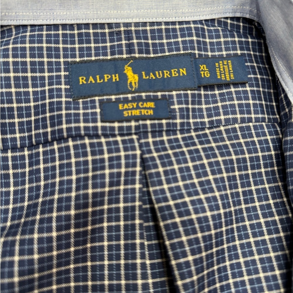 Men's Ralph Lauren Plaid Button Down quiet luxury X-large Blue classic Checkered - Picture 3 of 3